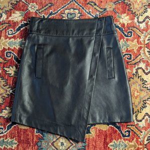 BA&SH Phanie black lamb leather mini wrap skirt, sz 2 (XS-S)